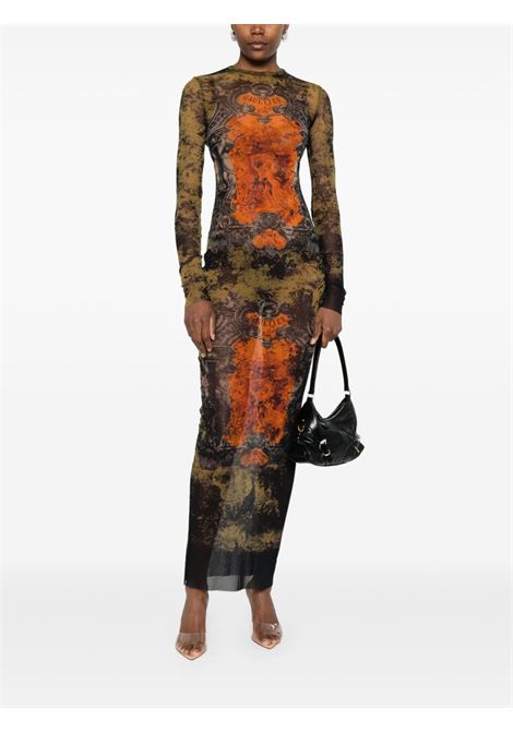 abito lungo mesh printed médaillon donna multicolor JEAN PAUL GAULTIER | 25/03-W-DR023-M006P004115